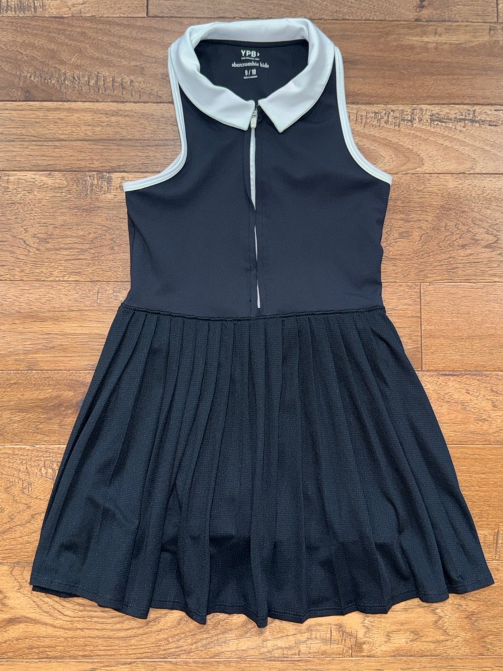 Abercrombie Kids Girls' YPB neoKNIT Half-Zip Pleated Black Mini Dress Size 9/10